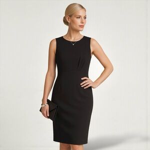 Ava & Aiden Black Pleat Detail Sleeveless Sheath Dress